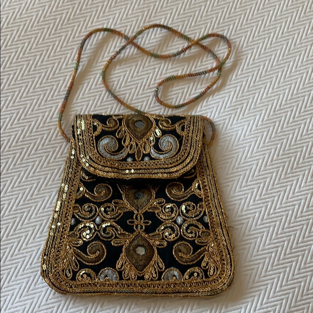 Gold Intricate Stitch work clutch / purse. NWOT